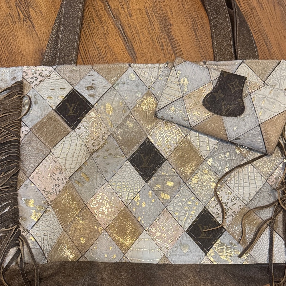 Louis Vuitton Patchwork Tote - Gold, Brown, and Cream